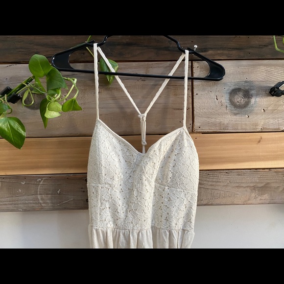 AMERICAN EAGLE White Dress w/ Ribbon-Tied Waist(S) - Picture 2 of 4